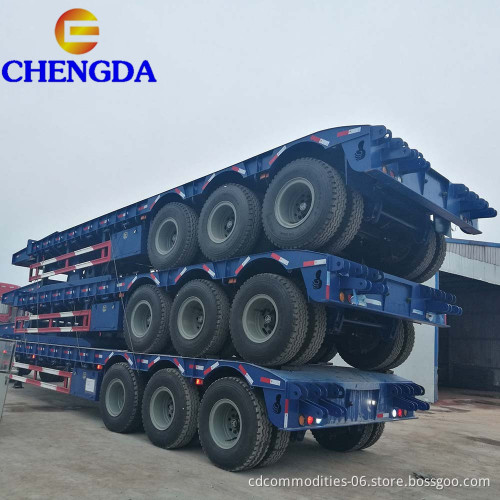 Factory Outlet Cheap Triaxle 4 Axle 60 Tons Low Boy Lowbed Semi Trailer